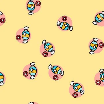Limit sugary foods drinks vector seamless pattern イラスト素材