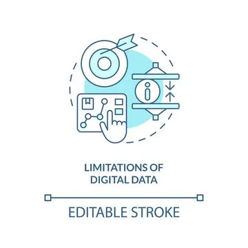 Limitations of digital data turquoise concept icon Stock Illustration
