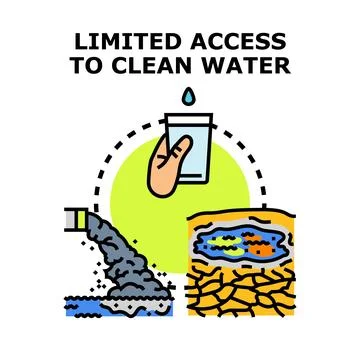 Limited access to clean drinking water concept illustration Stock Illustration
