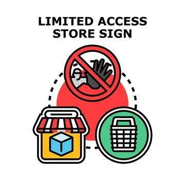 Limited access store, restricted shopping concept, retail security Stock Illustration