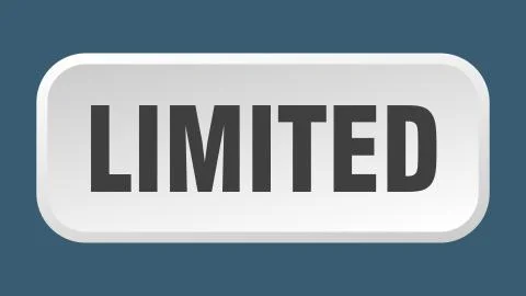 Limited button. limited square 3d push button Illustrazione stock