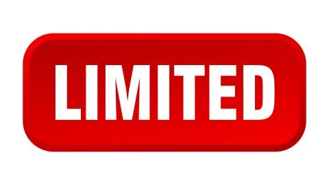 Limited button. limited square 3d push button Illustrazione stock