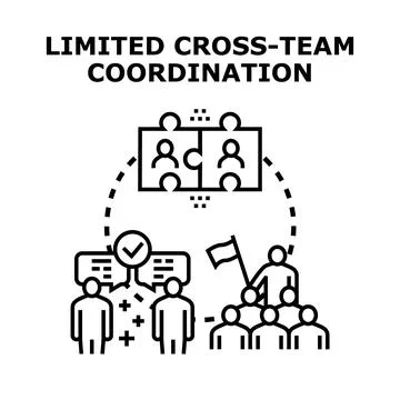 Limited cross team coordination problem and business collaboration concept Stock Illustration