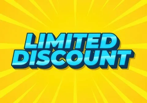 Limited discount text with bright yellow background Stock Illustration