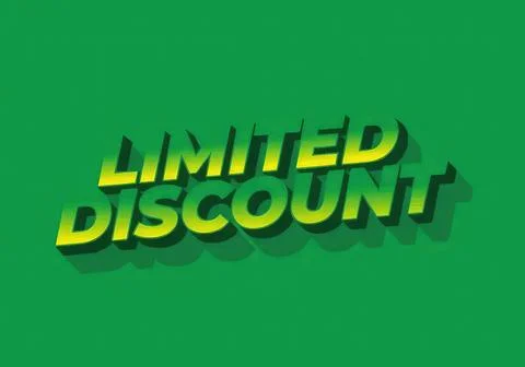 Limited discount text with green background and shadow effect Stock Illustration