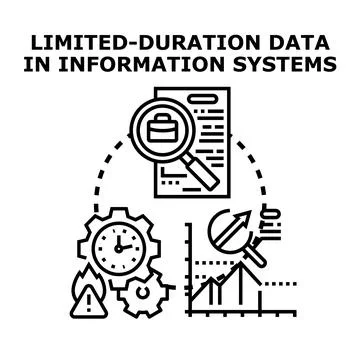 Limited duration data in information systems concept Stock Illustration