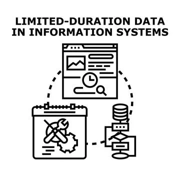 Limited duration data in information systems management Stockillustratie