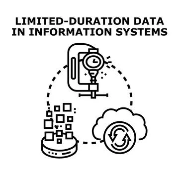 Limited duration data in information systems management concept Stock Illustration
