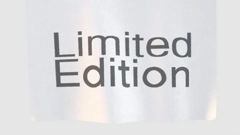 Limited Edition Text on Waving White Fabric Flag with Alpha Channel Stock Footage 346183410