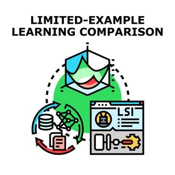 Limited example learning comparison concept vector 库存插图