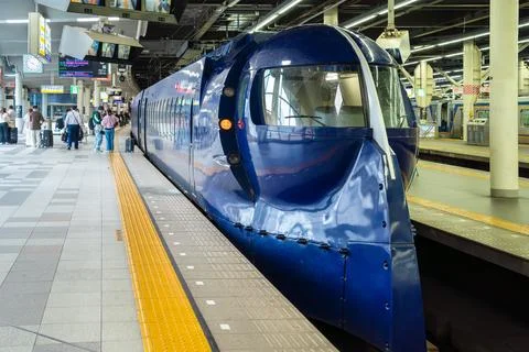 Limited Express Rapi:t train on the platform  at Nankai Namba station Stock-Fotos