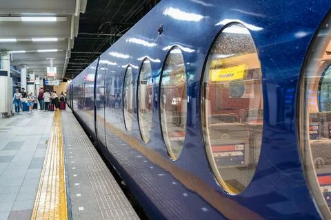Limited Express Rapi:t train on the platform  at Nankai Namba station Stock-Fotos