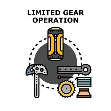 Limited gear operation process icon concept illustration Stock Illustration