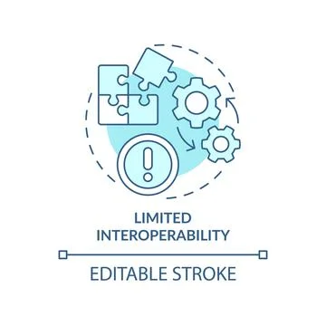 Limited interoperability turquoise concept icon 스톡 일러스트
