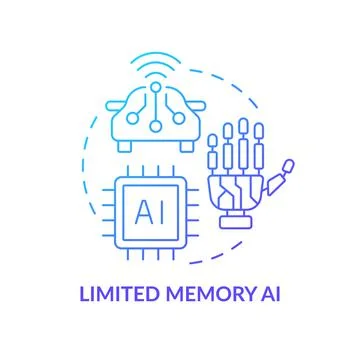 Limited memory AI blue gradient concept icon Stock Illustration