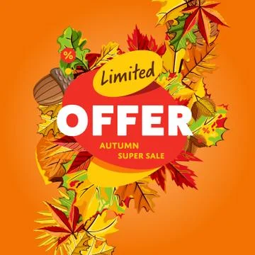 Limited offer banner. Autumn super sale Stock Illustration
