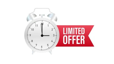 Limited Offer Labels. Alarm clock countdown logo. Limited time offer badge Stock Footage 149448250
