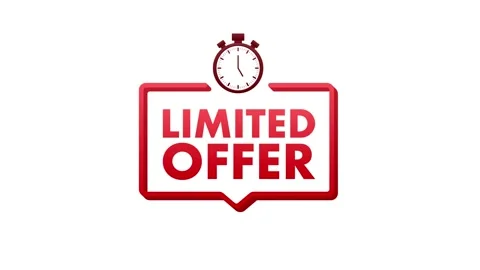 Limited Offer Labels. Alarm clock countdown logo. Limited time offer badge Stock Footage 196875472