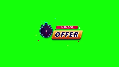 Limited offer motion with stopwatch timer on green screen for sales promotion Stock Footage 337553226