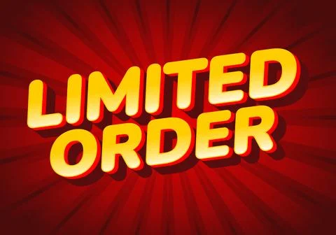 Limited order. Bold rounded yellow text with deep red background rays Illustrazione stock