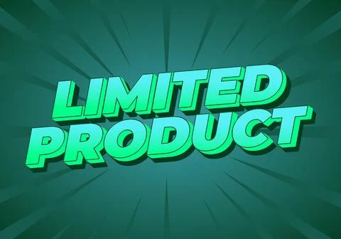 Limited product. Text effect in 3D style in dominant green colors Stock Illustration