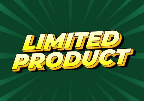 Limited product. Text effect in 3D style in yellow green colors Stock Illustration