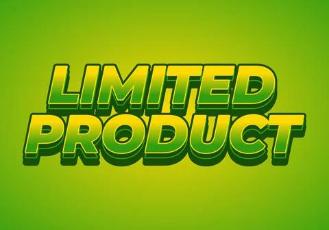 Limited product. Text effect in 3D style in yellow green colors Stock Illustration