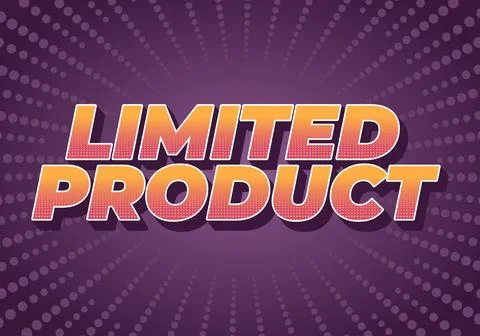 Limited product. Text effect in 3D style in orange purple colors Stock Illustration