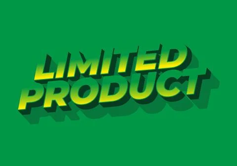 Limited product. Text effect in 3D style in yellow green colors Stock Illustration