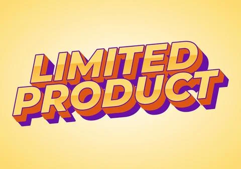 Limited product. Text effect in 3D style in yellow dominant colors Stock Illustration