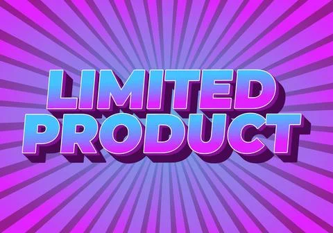 Limited product. Text effect in 3D style in blue purple colors Stock Illustration