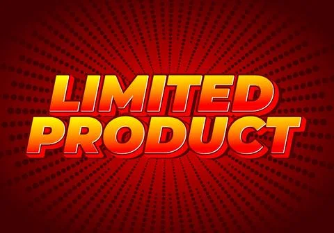 Limited product. Text effect in 3D style in yellow red colors Stock Illustration