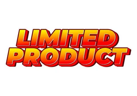 Limited product. Text effect in 3D style in yellow red colors 스톡 일러스트