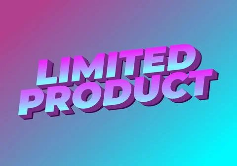 Limited product. Text effect in 3D style in blue purple colors Stock Illustration