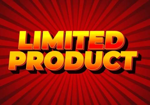 Limited product. Text effect in 3D style in yellow red colors Stock Illustration