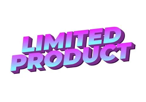 Limited product. Text effect in 3D style in blue purple colors Stock Illustration
