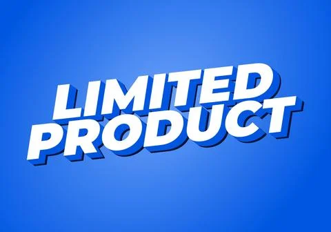 Limited product. Text effect in 3D style in white blue colors Stock Illustration
