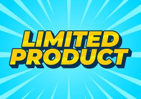 Limited product. Text effect in 3D style in yellow blur colors Stock Illustration