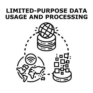 Limited purpose data usage and processing concept icon Stock Illustration