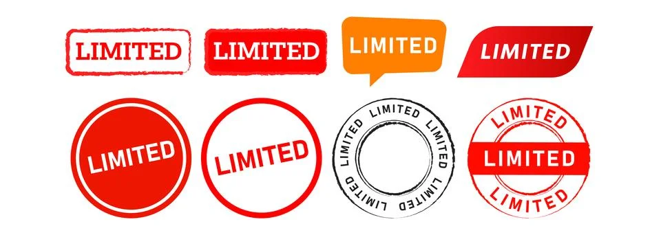 Limited rectangle circle stamp and speech bubble label sticker sign for Stock Illustration