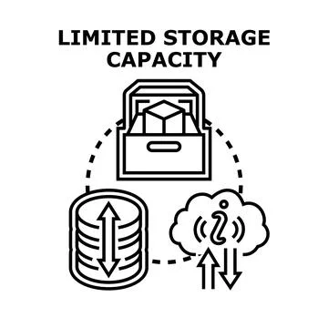 Limited storage capacity concept with data, cloud, and server icons Illustrazione stock