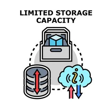 Limited storage capacity concept with data, cloud, and server icons イラスト素材