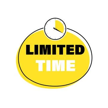Limited time button with clock Stock Illustration