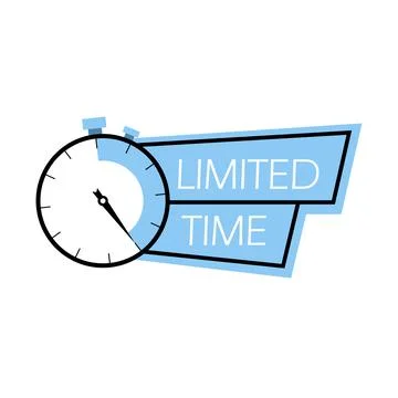Limited time flat blue vector with alarm clock icon. Promotion symbol Stockillustratie