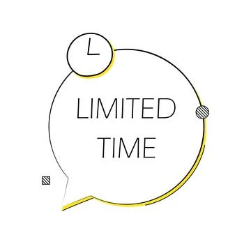 Limited time label with clock Stock Illustration