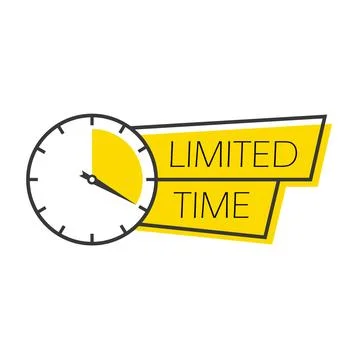 Limited time label with clock Stock Illustration