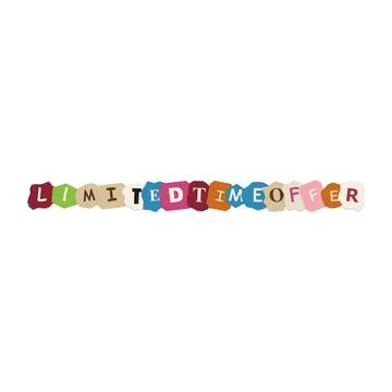Limited time offer text made from colorful paper scraps Stock Photos