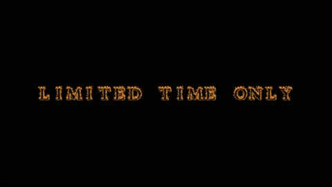 Limited Time only fire text effect black background Video stock 136245917