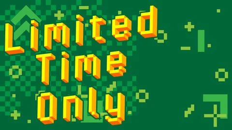 Limited Time Only. Pixelated word with geometric graphic background. Vector c Stock Illustration