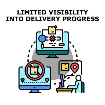 Limited visibility into delivery progress concept Stock Illustration